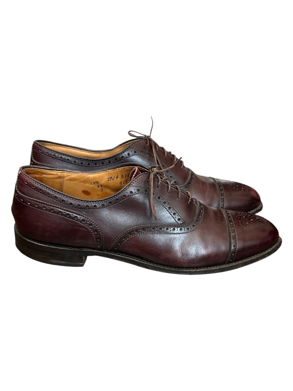 Alden 908 Medallion Perf Tip Bal Oxford Burgundy Calf Hampton Last 12.5 AA/B USA